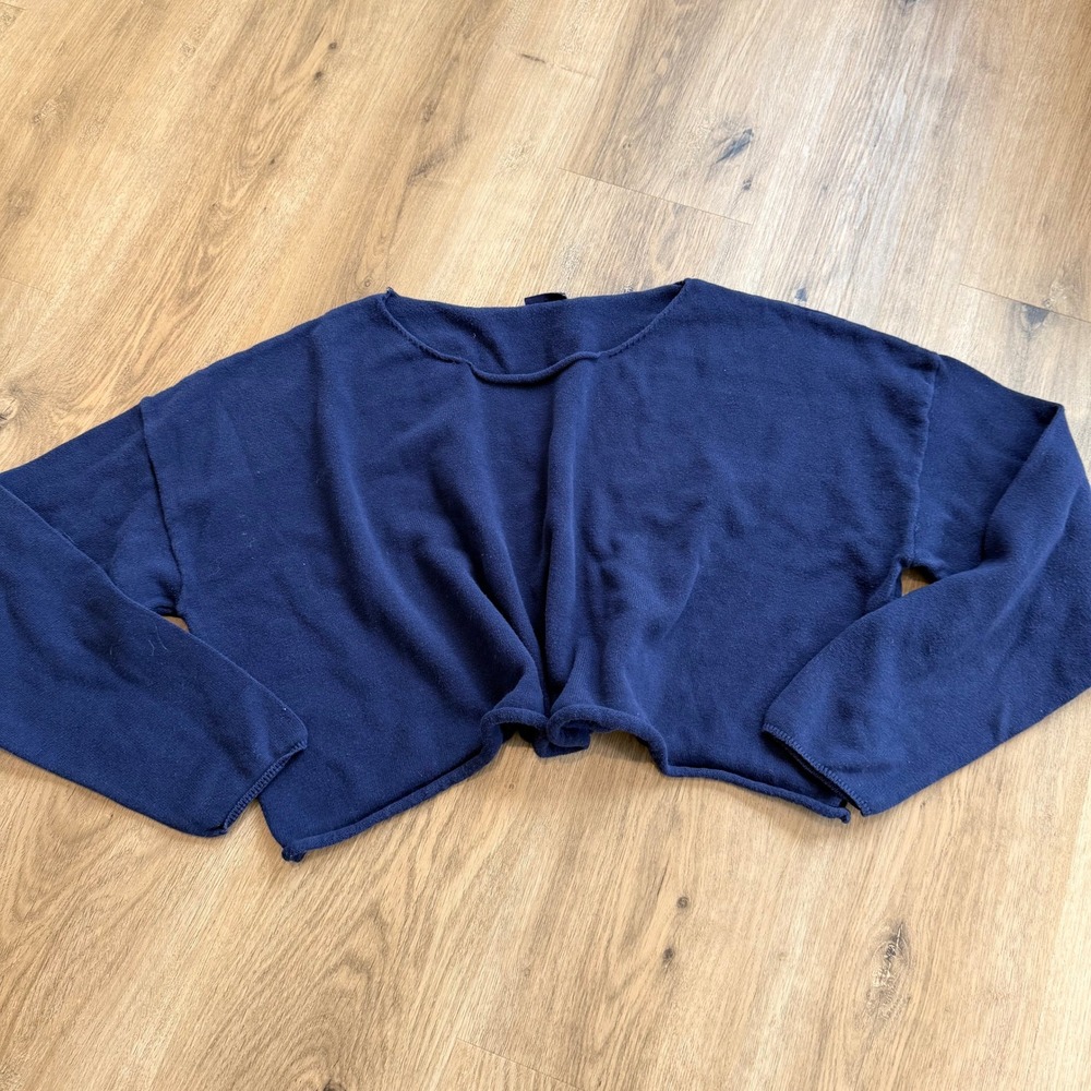 Brandy Melville Navy Cropped Crewneck Sweater